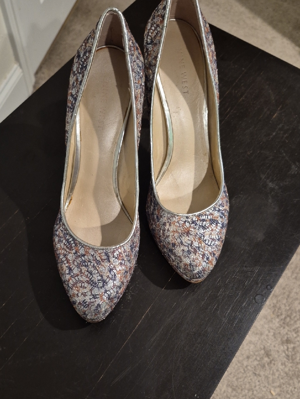 Nine West  'Rocha Multicolored Glitter/Metallic/Lace Almond Toe 4" Pumps